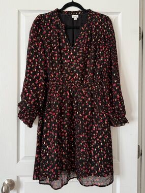 J. Crew Chiffon Floral Golden Long Sleeve Dress with matching Headband Size 10